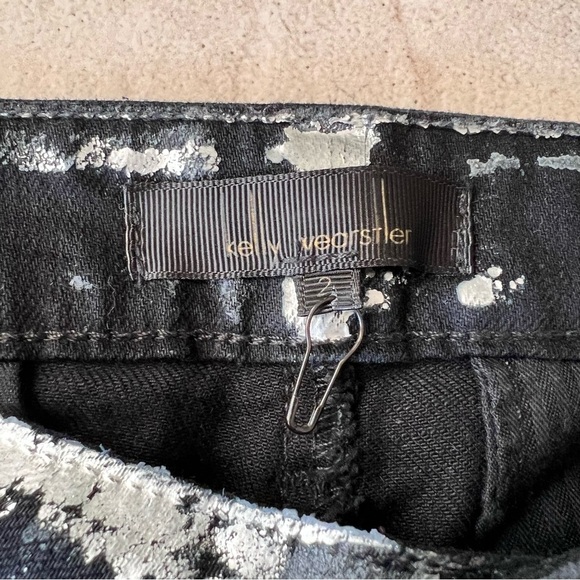 Kelly Wearstler Silver | Black  Metallic Jeans Pants Size 2 - Picture 6 of 14